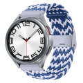 For Samsung Galaxy Watch 6 / 6 Classic Nylon Braided Metal Buckle Watch Band(W Blue White)