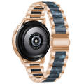 For Samsung Galaxy Watch 6 / 6 Classic Three Bead Resin Metal Watch Band(Rose Gold Blue)