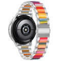 For Samsung Galaxy Watch 6 / 6 Classic Three Bead Resin Metal Watch Band(Silver Rainbow)