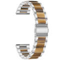 For Samsung Galaxy Watch 6 / 6 Classic Three Bead Resin Metal Watch Band(Silver Brown)