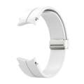 For Samsung Galaxy Watch 6 / 6 Classic Magnetic Folding Silver Buckle Silicone Watch Band(White)
