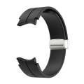 For Samsung Galaxy Watch 6 / 6 Classic Magnetic Folding Silver Buckle Silicone Watch Band(Black)