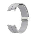 For Samsung Galaxy Watch 6 / 6 Classic Magnetic Folding Silver Buckle Silicone Watch Band(Light G...