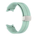 For Samsung Galaxy Watch 6 / 6 Classic Magnetic Folding Silver Buckle Silicone Watch Band(Teal)