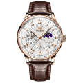 OLEVS 2893 Men Multifunctional Business Quartz Watch(Brown + White)