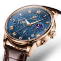 OLEVS 2893 Men Multifunctional Business Quartz Watch(Brown + Blue)