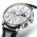 OLEVS 2893 Men Multifunctional Business Quartz Watch(Black + White)