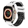 For Apple Watch Ultra 49mm Twill Dual-row Buckle Silicone Watch Band(White Black)