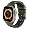 For Apple Watch Ultra 49mm Twill Dual-row Buckle Silicone Watch Band(Army Green Black)