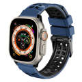 For Apple Watch Ultra 49mm Twill Dual-row Buckle Silicone Watch Band(Midnight Blue Black)