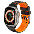 For Apple Watch Ultra 49mm Twill Dual-row Buckle Silicone Watch Band(Black Orange)