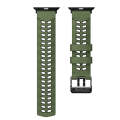 For Apple Watch Series 8 41mm Twill Dual-row Buckle Silicone Watch Band(Army Green Black)