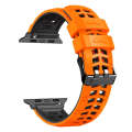 For Apple Watch SE 2022 44mm Twill Dual-row Buckle Silicone Watch Band(Orange Black)