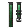 For Apple Watch SE 2022 44mm Twill Dual-row Buckle Silicone Watch Band(Black Green)