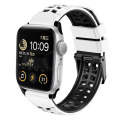 For Apple Watch Series 7 41mm Twill Dual-row Buckle Silicone Watch Band(White Black)
