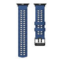 For Apple Watch Series 7 41mm Twill Dual-row Buckle Silicone Watch Band(Midnight Blue Black)