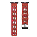 For Apple Watch Series 7 45mm Twill Dual-row Buckle Silicone Watch Band(Red Black)