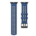 For Apple Watch Series 7 45mm Twill Dual-row Buckle Silicone Watch Band(Midnight Blue Black)