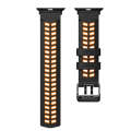 For Apple Watch Series 7 45mm Twill Dual-row Buckle Silicone Watch Band(Black Orange)