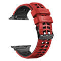 For Apple Watch SE 44mm Twill Dual-row Buckle Silicone Watch Band(Red Black)