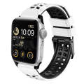 For Apple Watch Series 6 40mm Twill Dual-row Buckle Silicone Watch Band(White Black)