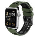 For Apple Watch Series 6 40mm Twill Dual-row Buckle Silicone Watch Band(Army Green Black)