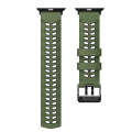 For Apple Watch Series 6 40mm Twill Dual-row Buckle Silicone Watch Band(Army Green Black)