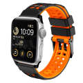For Apple Watch Series 4 44mm Twill Dual-row Buckle Silicone Watch Band(Black Orange)