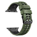 For Apple Watch Series 3 42mm Twill Dual-row Buckle Silicone Watch Band(Army Green Black)
