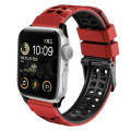 For Apple Watch Series 2 42mm Twill Dual-row Buckle Silicone Watch Band(Red Black)