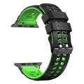 For Apple Watch 38mm Twill Dual-row Buckle Silicone Watch Band(Black Green)