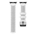 For Apple Watch SE 2023 44mm Twill Dual-row Buckle Silicone Watch Band(White Black)