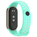 For Xiaomi Mi Band 8 Two Color Nail Buckle Silicone Watch Band(Teal White)