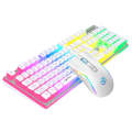 HXSJ L96 2.4G Wireless RGB Backlit Keyboard and Mouse Set 104 Pudding Key Caps + 4800DPI Mouse(Wh...