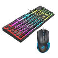 HXSJ L200+X100 Wired RGB Backlit Keyboard and Mouse Set 104 Pudding Key Caps + 3600DPI Mouse(Black)