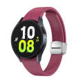 For Samsung Galaxy Watch 6 Magnetic Folding Silver Buckle Silicone Watch Band(Wine Red)
