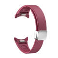 For Samsung Galaxy Watch 6 Magnetic Folding Silver Buckle Silicone Watch Band(Wine Red)