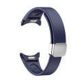 For Samsung Galaxy Watch 6 Magnetic Folding Silver Buckle Silicone Watch Band(Dark Blue)