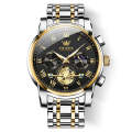 OLEVS 2859 Men Multifunctional Luminous Waterproof Quartz Watch(Black + Gold)