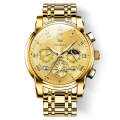 OLEVS 2859 Men Multifunctional Luminous Waterproof Quartz Watch(Gold)