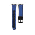 For Apple Watch SE 2022 44mm Hybrid Leather Silicone Watch Band(Blue)