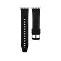 For Apple Watch Series 4 44mm Hybrid Leather Silicone Watch Band(Black)