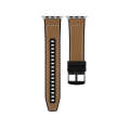 For Apple Watch Series 3 38mm Hybrid Leather Silicone Watch Band(Brown)