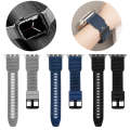 For Apple Watch SE 44mm Hybrid Braid Nylon Silicone Watch Band(Blue)