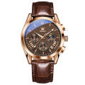 OLEVS 2876 Men Multifunctional Sports Chronograph Quartz Watch(Coffee + Rose Gold)