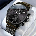OLEVS 2886 Men Sports Chronograph Waterproof Luminous Quartz Watch(Black Silver Steel Strip)