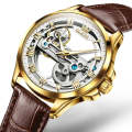 OLEVS 6661 Men Fashion Luminous Waterproof Mechanical Watch(White + Gold)