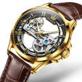 OLEVS 6661 Men Fashion Luminous Waterproof Mechanical Watch(Black + Gold)
