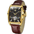 OLEVS 6675 Men Multifunctional Moon Phase Tourbillon Mechanical Watch(Black + Gold)