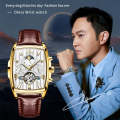 OLEVS 6675 Men Multifunctional Moon Phase Tourbillon Mechanical Watch(White + Gold)